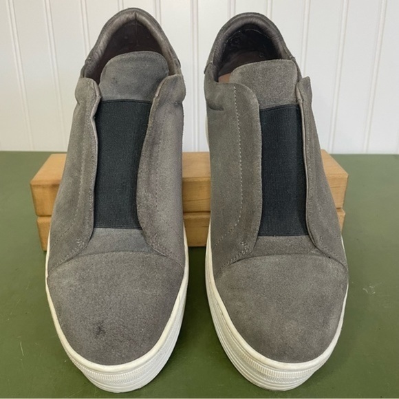 All Saints AYA Platform Laceless Slip On Sneakers in Steel Suede - Picture 6 of 11